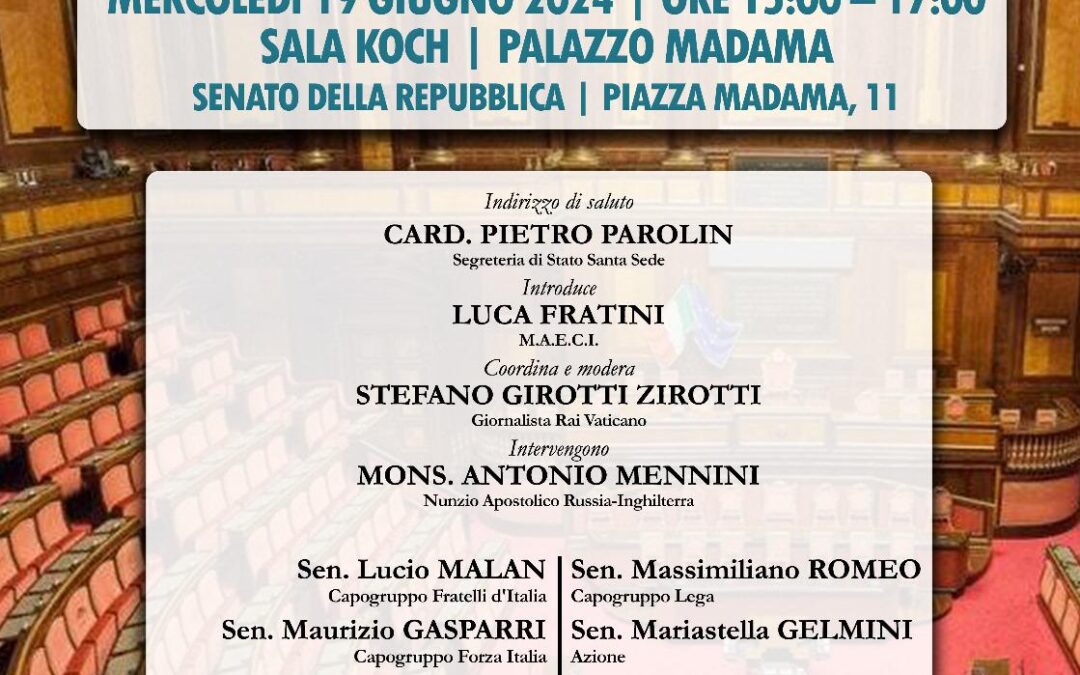 Colloqui per la pace 19 giugno h.15 presso Senato della Repubblica